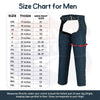 Blue Buffalo Leather Gear HL21836 denim motorcycle riding chaps with lightweight design and classic motorcycle style.