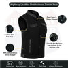 Black women's denim motorcycle club vest by Buffalo Leather Gear featuring classic design and metal button accents.