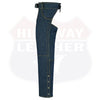 Buffalo Leather Gear HL21836 Blue denim motorcycle riding chaps with lightweight design and motorcycle style, featuring a durable blue denim finish.