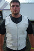 Men White Bullet Proof Style Leather Vest For Bikers Club - HighwayLeather
