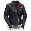 Dynamicleather Kent leather biker vest with front zipper and collar, showcasing rugged leather texture and stylish design.
