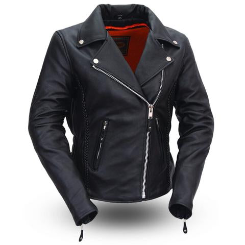 Dynamicleather Kent leather biker vest with front zipper and collar, showcasing rugged leather texture and stylish design.