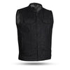Dynamicleather men's vest, black leather with zip closure and side pockets, stylish and durable for everyday wear.