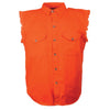 Men's Orange Lightweight Sleeveless Denim Shirt - HighwayLeather