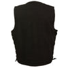 Men's Side Lace Denim Vest w/ Chest Pockets - HighwayLeather