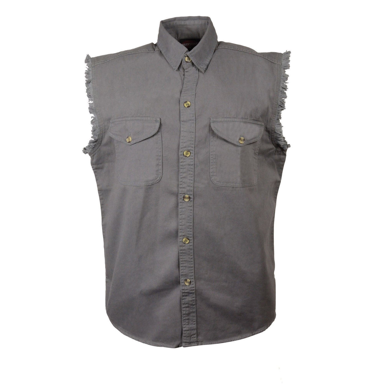 Men's Gray Lightweight Sleeveless Denim Shirt - HighwayLeather