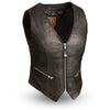 Women’s Iris vest by Dynamicleather, stylish sleeveless leather vest with detailed stitching and a tailored fit.