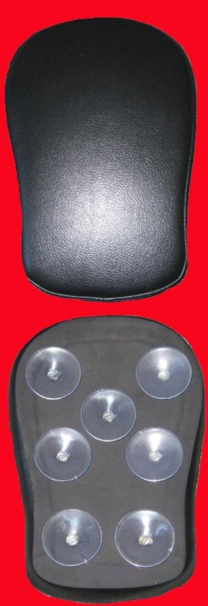 Assorted Dynamicleather pillion pad suction seat with cushioned surface and secure suction mounts for motorcycle comfort.