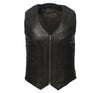 Dynamicleather Savannah leather motorcycle vest with front zipper, fitted design, and detailed stitching for rugged riding style.