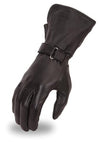 Dynamicleather FI125GL gloves made of leather, shown in black with detailed stitching and fingerless design.