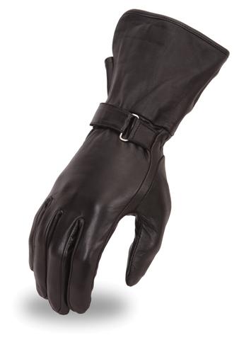 Dynamicleather FI125GL gloves made of leather, shown in black with detailed stitching and fingerless design.