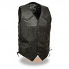 Men's classic side lace biker vest with braided details from HighwayLeather, featuring a rugged leather design and metal snap closures.