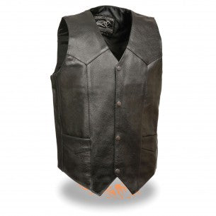 Men's Classic Snap Front Biker Vest - HighwayLeather