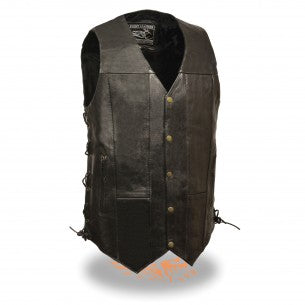Men's 10 Pocket Side Lace Vest - HighwayLeather