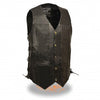 Tall men's HighwayLeather EL5391 TALL 10-pocket side lace vest with multiple pockets and side laces, made for a rugged look.