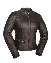 Fashionista Ladies Scooter Leather Jacket Black - HighwayLeather