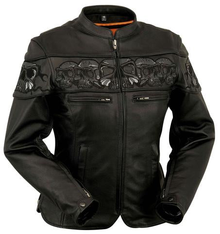 Dynamicleather Highland V2 leather biker vest with front zipper and studded details, displayed on a plain background.