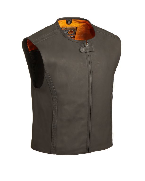 The Cleveland Men Club Leather Vest – Dull Black  - HighwayLeather