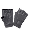 Dynamicleather men's fingerless leather gloves showing their stylish cut and textured brown leather material.