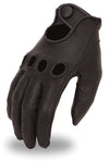 Full view of men's leather gloves by Dynamicleather, featuring full-finger design and smooth brown leather material.