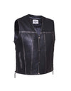 Men's Durango Gray Ultra Motorcycle Leather Vest from Dynamicleather, featuring a sleek gray leather design and front zipper closure.