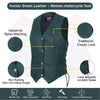 Women’s Hunter Green Leather Motorcycle Club Vest with Utility Pockets | HL14501Green