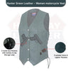 Women’s Hunter Green Leather Motorcycle Club Vest with Utility Pockets | HL14501Green