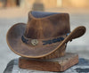 Men's Leather Australian Western Cowboy Style Tan Crazy Horse Bush Hat #80140 - HighwayLeather