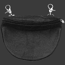 Black leather clip hip belt purse pouch lady rider biker motorcycle - HighwayLeather