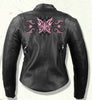 Hot pink butterfly leather jacket - Reflective - HighwayLeather