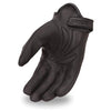 Dynamicleather FI132GEL gloves in black leather with reinforced stitching, shown on a mannequin hand.