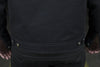 Dynamicleather Hanover men's jacket in black with zipper closure and stylish design, displayed on a hanger.
