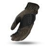 Dynamicleather Donner gloves in black leather, close-up showing textured surface and detailed stitching.