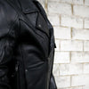 Dynamicleather Major Ego Black men's jacket with sleek design, black leather exterior, and stylish collar detail.