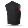Men's custom club style vest by Dynamicleather, tailored fit with leather details, designed for a sleek, stylish look.