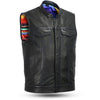 Men's custom club style vest by Dynamicleather, tailored fit, with leather details and classic design, shown on model.