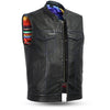 Men's custom club style vest by Dynamicleather, tailored fit with leather details, shown in a close-up image.