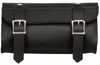 Dynamicleather FIBAG8503 biker bag with adjustable strap and multiple compartments, shown in black leather.