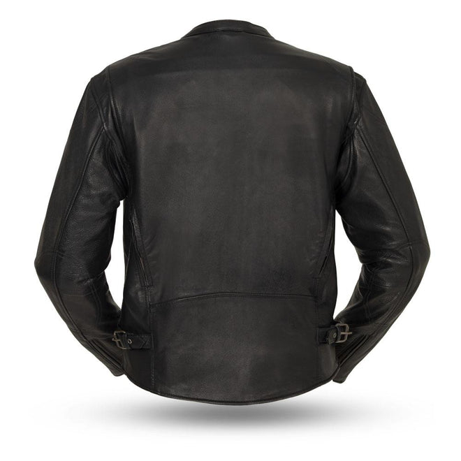 Black men's jacket from Dynamicleather's Indy collection, featuring a stylish leather design and classic fit.