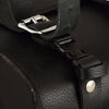 Black biker bag from Dynamicleather FIBAG8502 with sturdy leather straps and metal accents, designed for motorcycle enthusiasts.