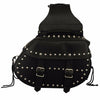 Dynamicleather FIBAG8004 biker bag with black leather exterior and adjustable strap, designed for motorcycle riding gear and accessories.