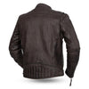 Dynamicleather Top Performer leather motorcycle jacket with sleek black design and silver hardware on a mannequin.