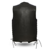 Dynamicleather Deadwood leather biker vest with rugged design, featuring multiple pockets and metal snap closures on a black background.