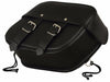 Dynamicleather FIBAG8009 biker bag with sleek black leather design and metal buckle closure, displayed on a plain background.