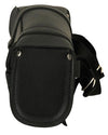 Dynamicleather FIBAG8504 biker bag with leather strap and metal buckle, shown in black against a neutral background.