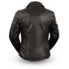 Dynamicleather Contessa women’s vest in black, stylish sleeveless leather vest with a front zipper and sleek design.