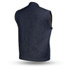 Dynamicleather Kershaw Blue men's vest with front pockets, stylish design, and durable leather material.