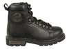 Women’s Classic Motorcycle Boots by Dynamicleather featuring black leather with sturdy soles and ankle straps.