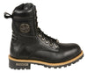 Milwaukee Leather men's classic boots with side zip closure, featuring black leather and sturdy sole.