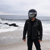 Men's Enforcer jacket by Dynamicleather, showcasing a stylish black men's jacket with a sleek design and detailed stitching.